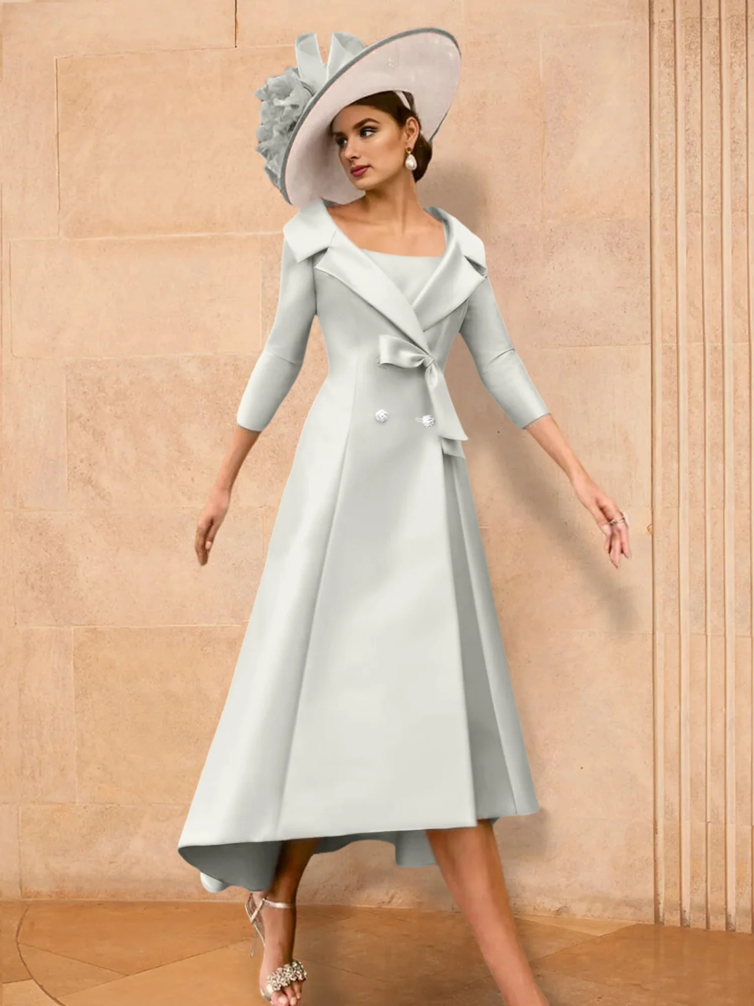 A-Line/Princess Long Sleeves Mother of the Bride Dresses with Bowknot - Image 57