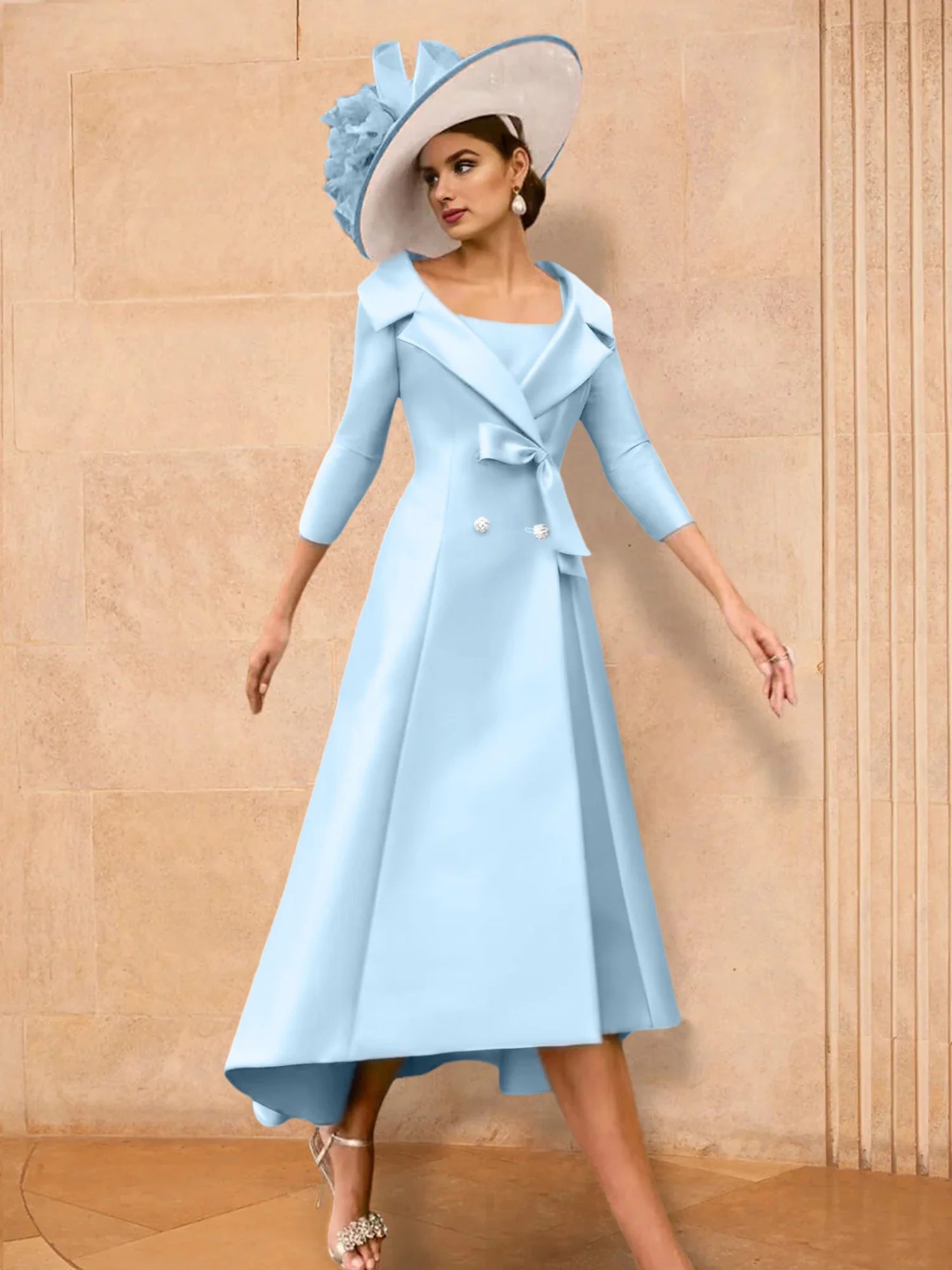 A-Line/Princess Long Sleeves Mother of the Bride Dresses with Bowknot - Image 59