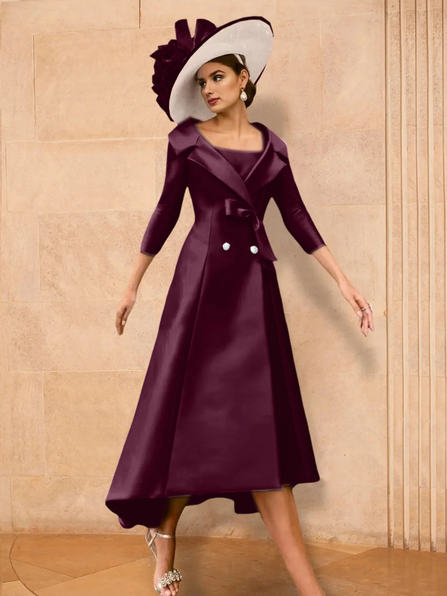 A-Line/Princess Long Sleeves Mother of the Bride Dresses with Bowknot - Image 6