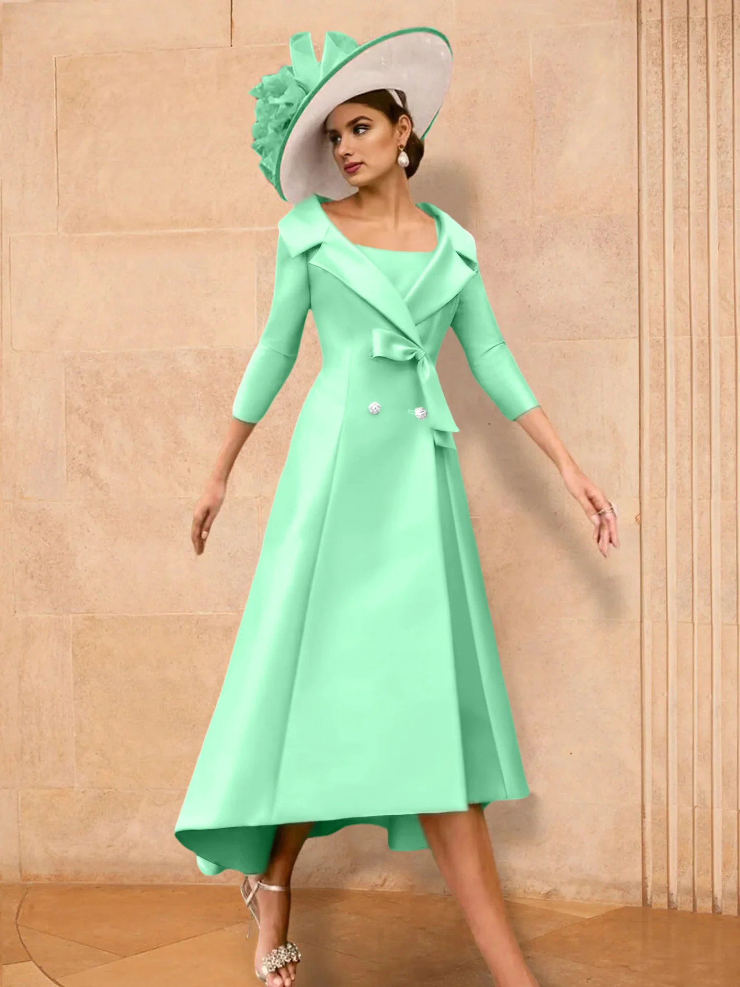 A-Line/Princess Long Sleeves Mother of the Bride Dresses with Bowknot - Image 60