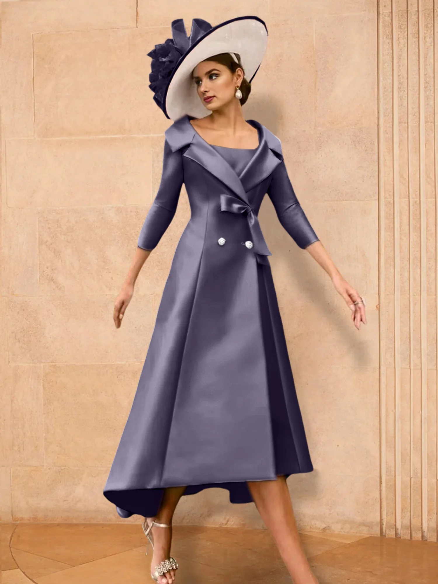 A-Line/Princess Long Sleeves Mother of the Bride Dresses with Bowknot - Image 62