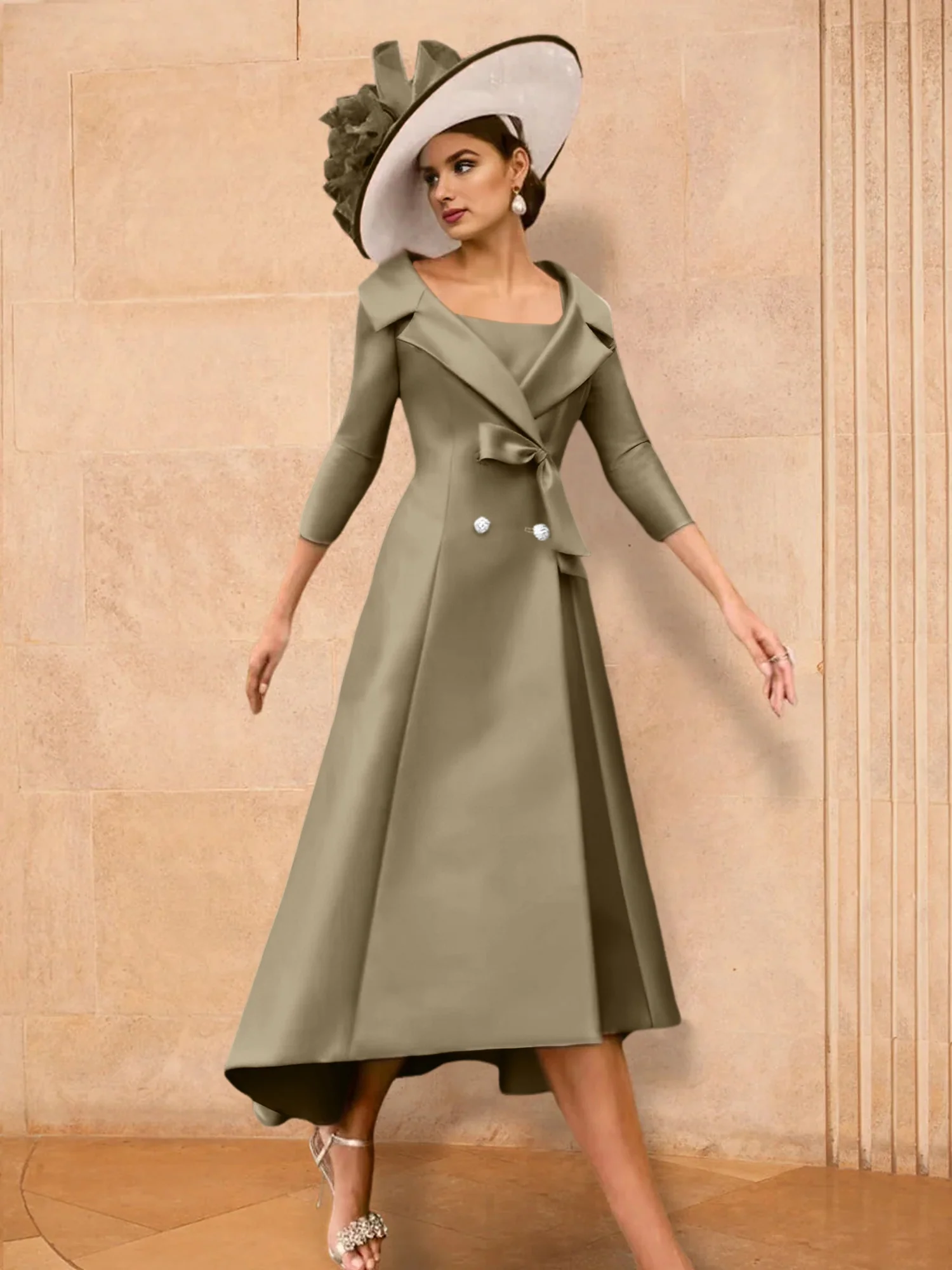 A-Line/Princess Long Sleeves Mother of the Bride Dresses with Bowknot - Image 63