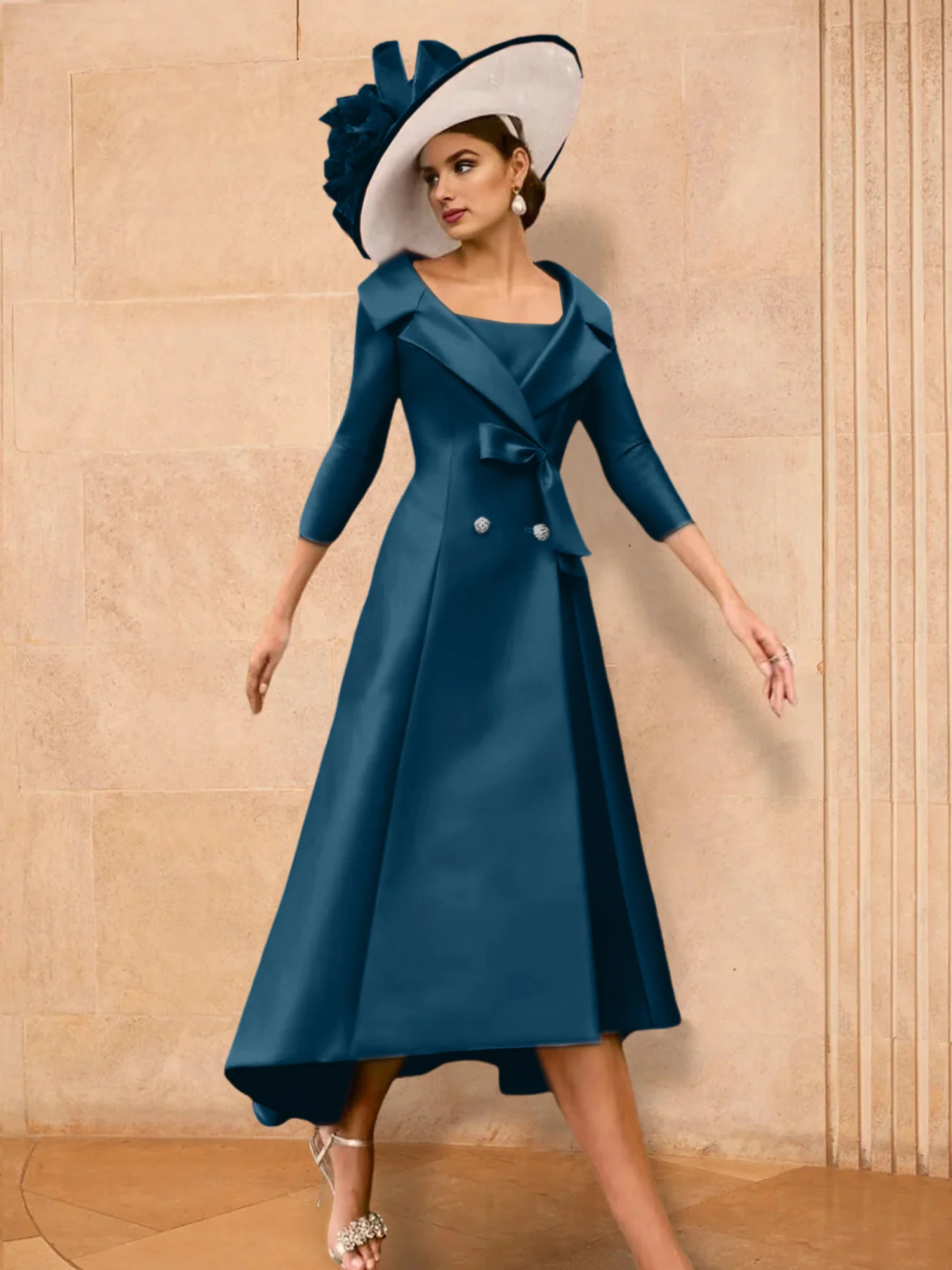 A-Line/Princess Long Sleeves Mother of the Bride Dresses with Bowknot - Image 64