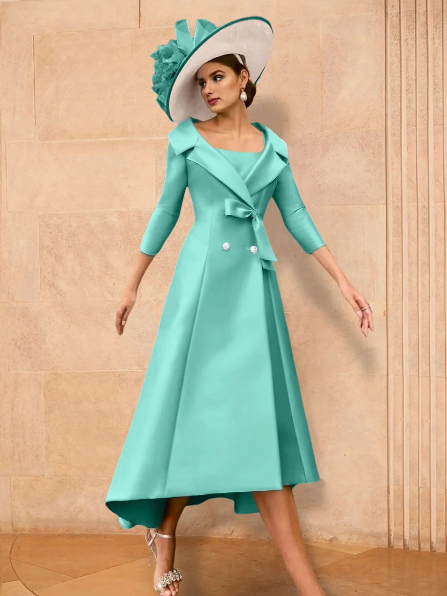 A-Line/Princess Long Sleeves Mother of the Bride Dresses with Bowknot - Image 65