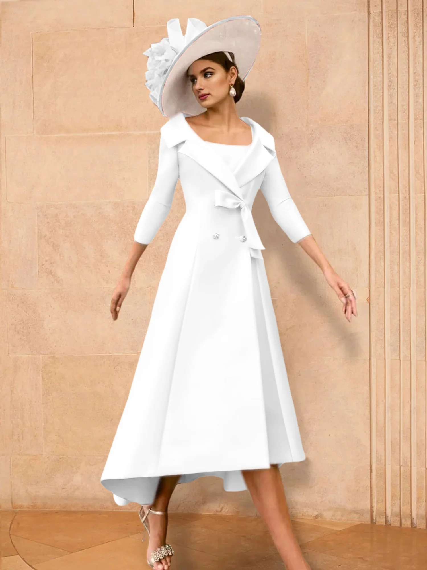 A-Line/Princess Long Sleeves Mother of the Bride Dresses with Bowknot - Image 66