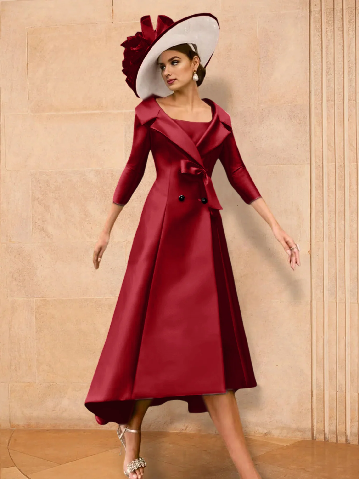 A-Line/Princess Long Sleeves Mother of the Bride Dresses with Bowknot - Image 67