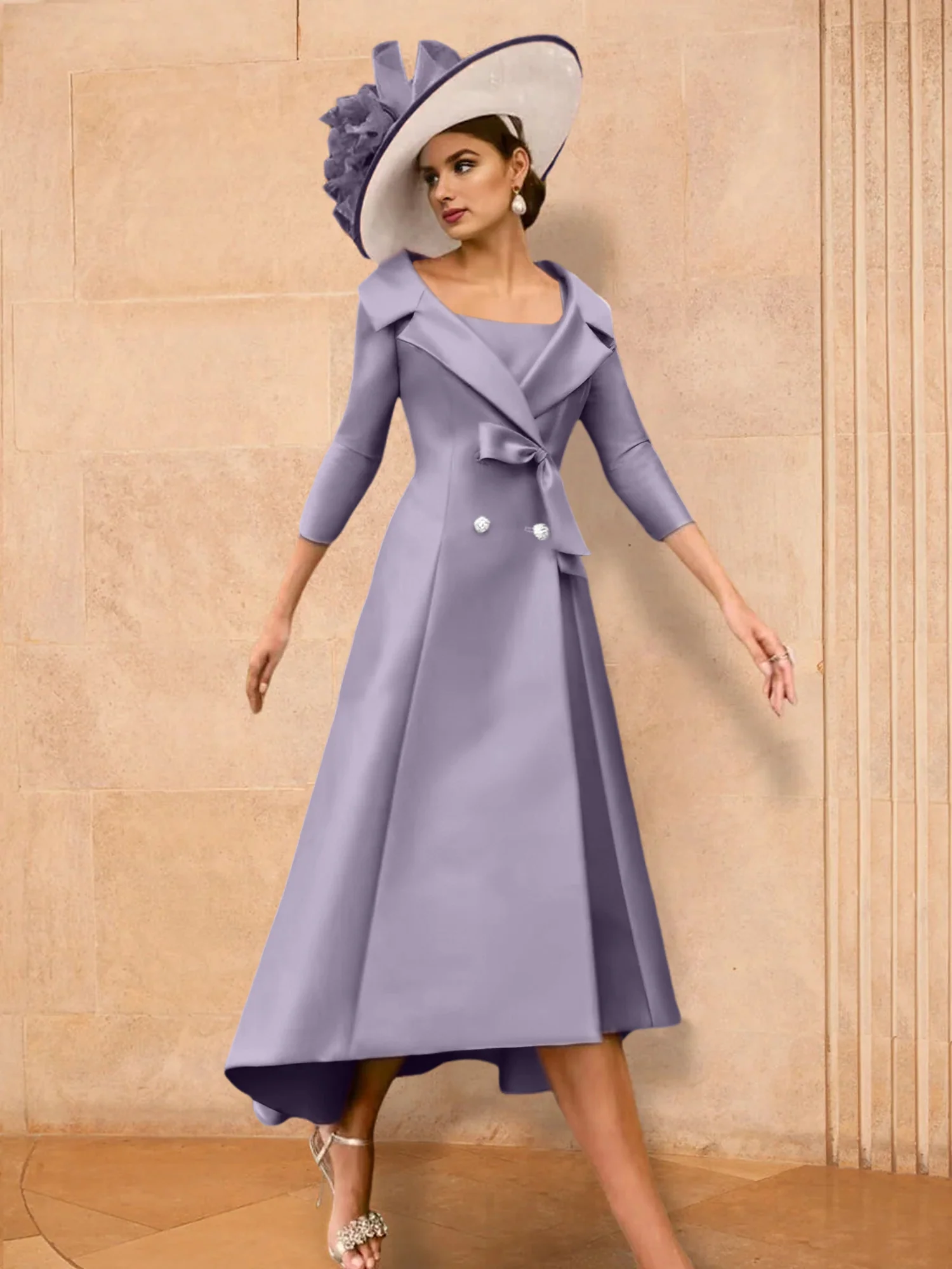 A-Line/Princess Long Sleeves Mother of the Bride Dresses with Bowknot - Image 68