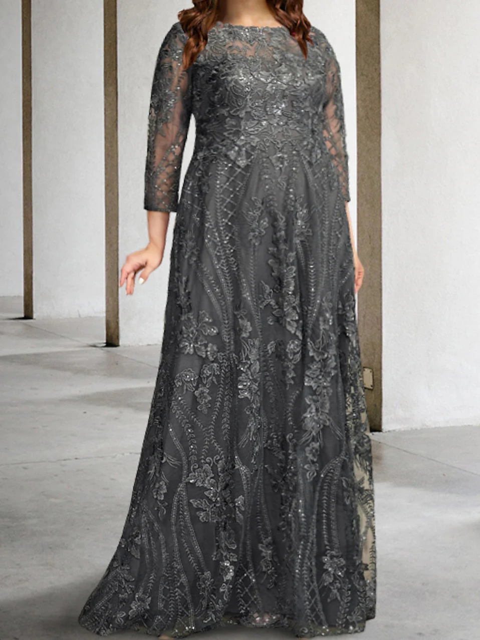 A-Line/Princess Long Sleeves Mother of the Bride Dresses with Applique - Image 3