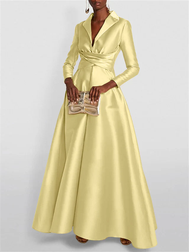 A-Line/Princess Long Sleeves V-Neck Floor-length Evening Dresses - Image 22