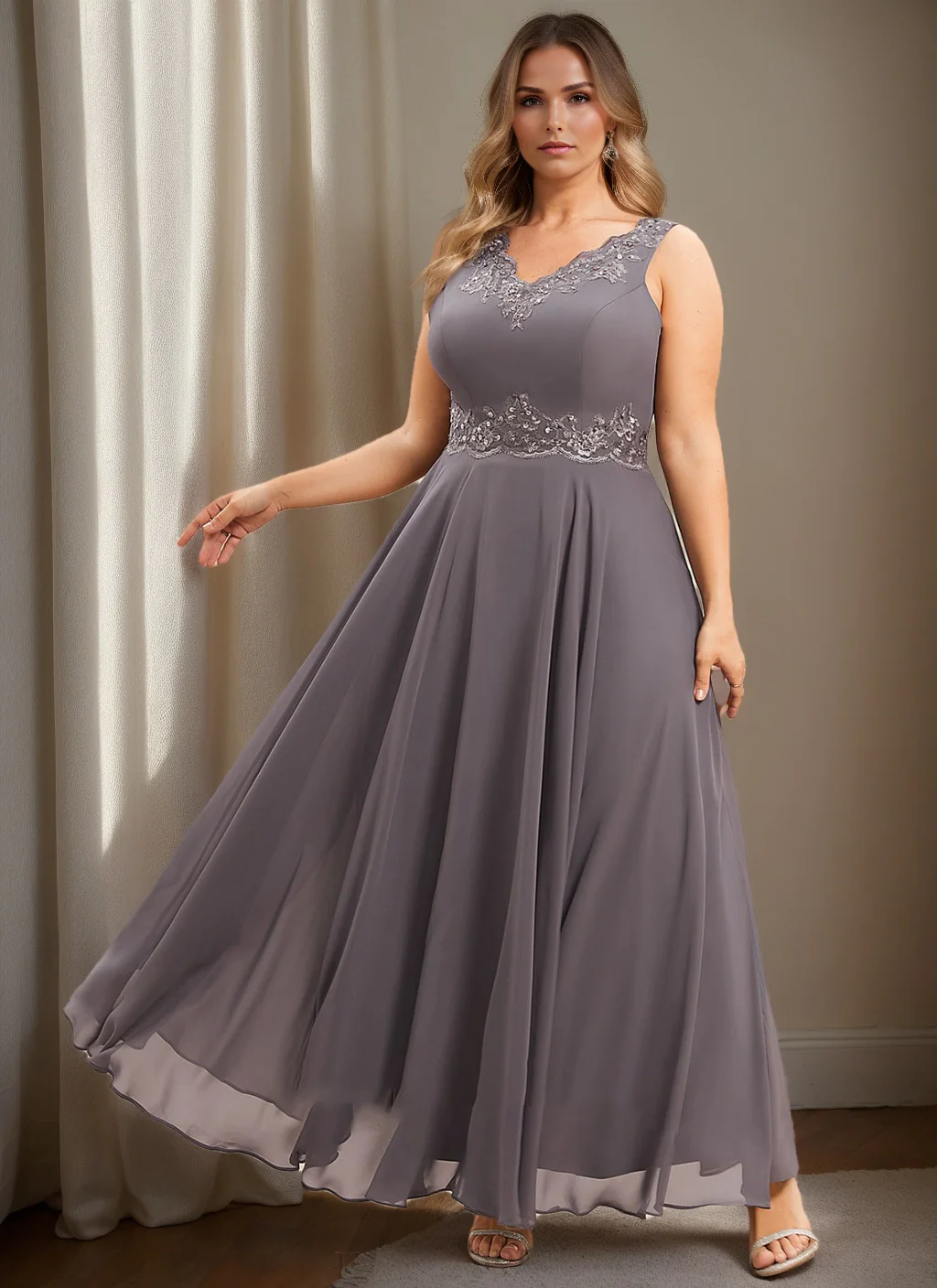 A-Line/Princess Mother of the Bride Dresses with Applique & Sequins - Image 3