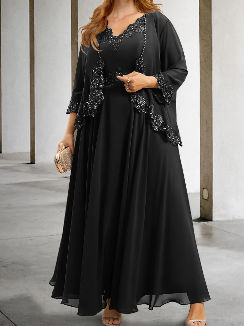 A-Line/Princess Mother of the Bride Dresses with Applique & Sequins - Image 7