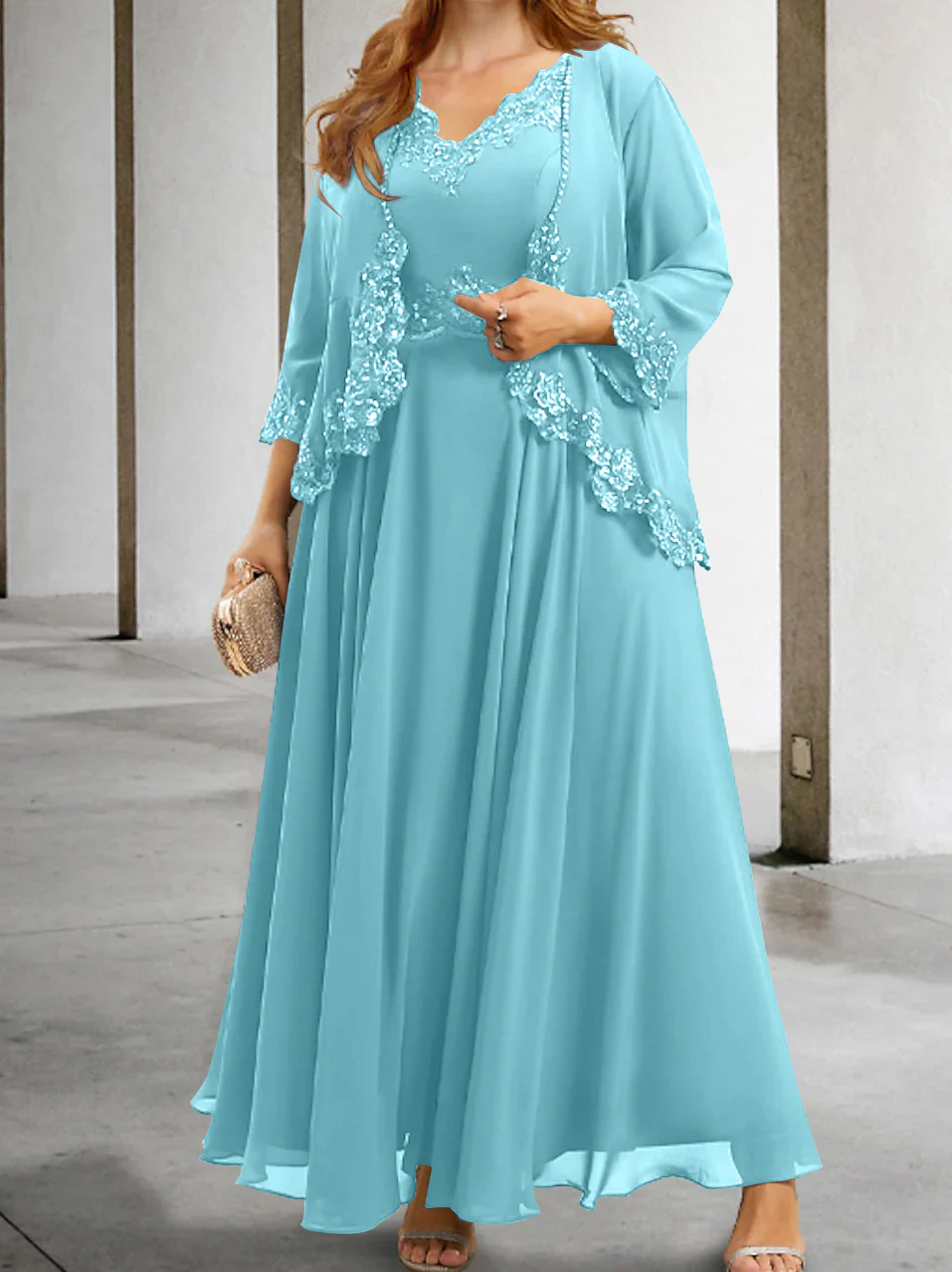 A-Line/Princess Mother of the Bride Dresses with Applique & Sequins - Image 9