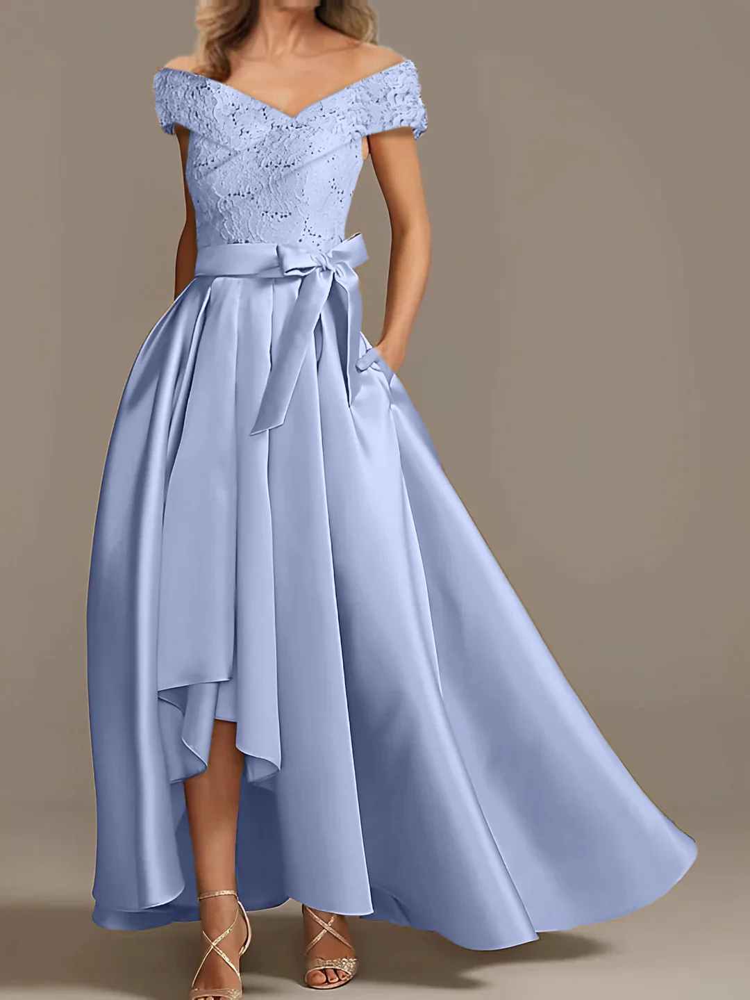 A-Line/Princess Off-the-Shoulder Asymmetrical Mother of the Bride Dresses with Ruffles - Image 23