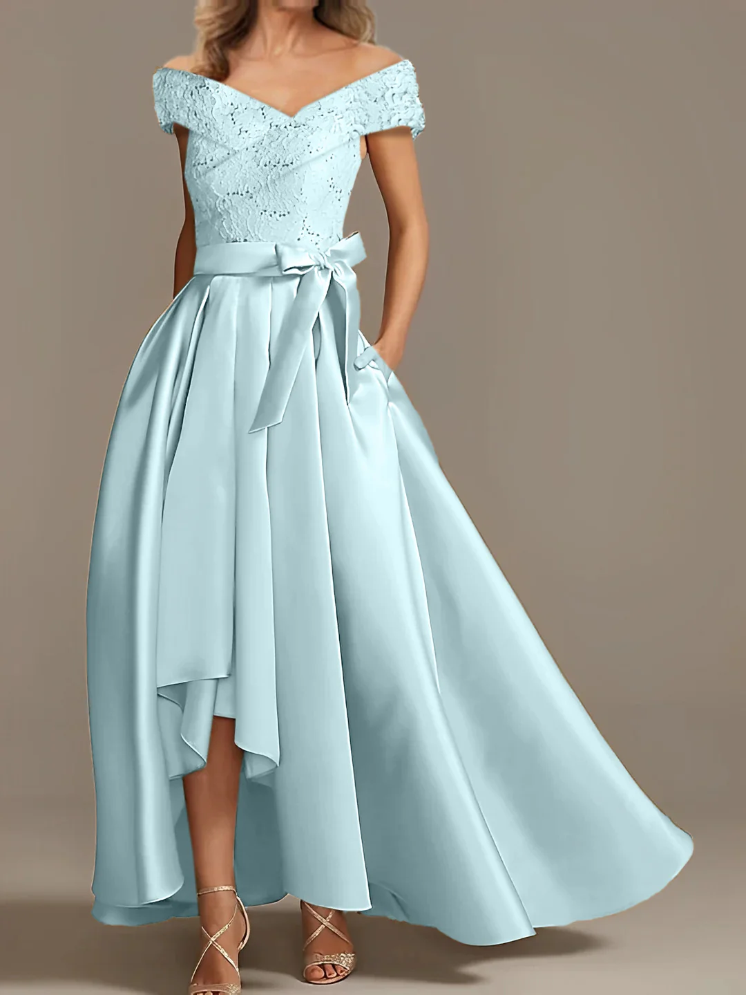 A-Line/Princess Off-the-Shoulder Asymmetrical Mother of the Bride Dresses with Ruffles - Image 24