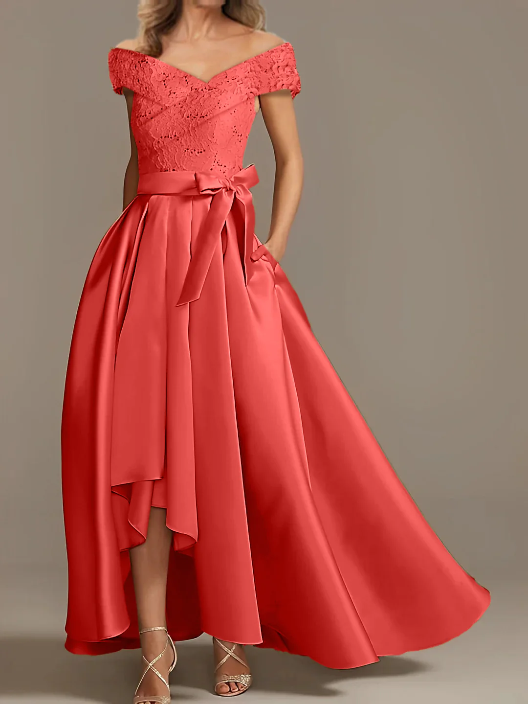A-Line/Princess Off-the-Shoulder Asymmetrical Mother of the Bride Dresses with Ruffles - Image 34