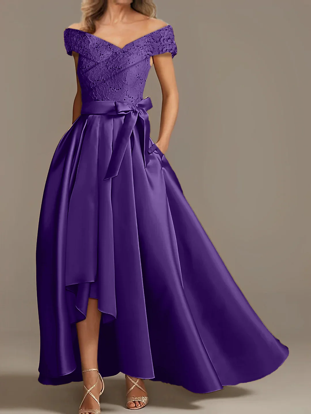 A-Line/Princess Off-the-Shoulder Asymmetrical Mother of the Bride Dresses with Ruffles - Image 41