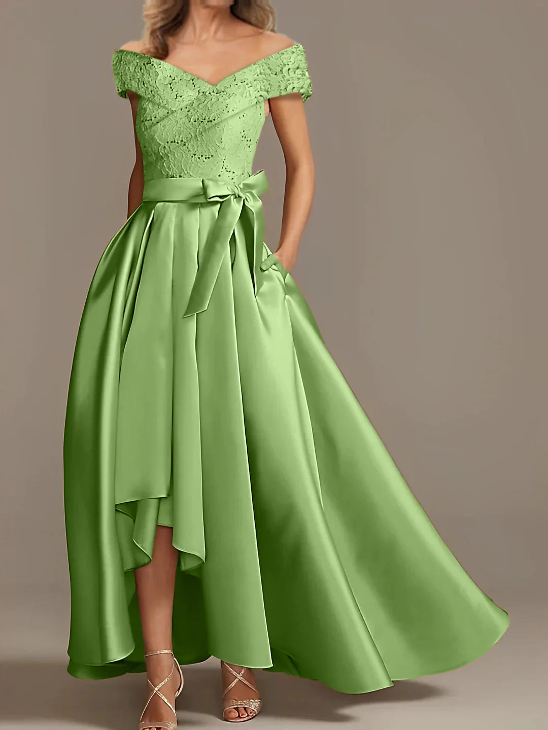A-Line/Princess Off-the-Shoulder Asymmetrical Mother of the Bride Dresses with Ruffles - Image 6