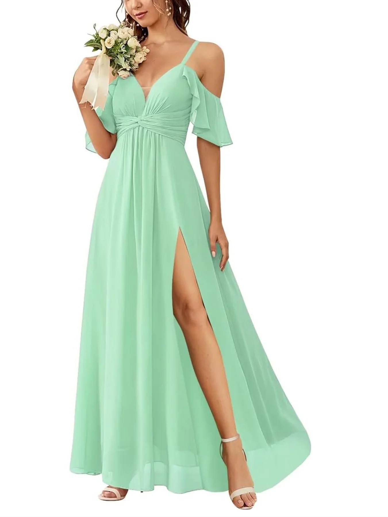 A-Line/Princess Off-the-Shoulder Floor-Length Bridesmaid Dresses - Image 11