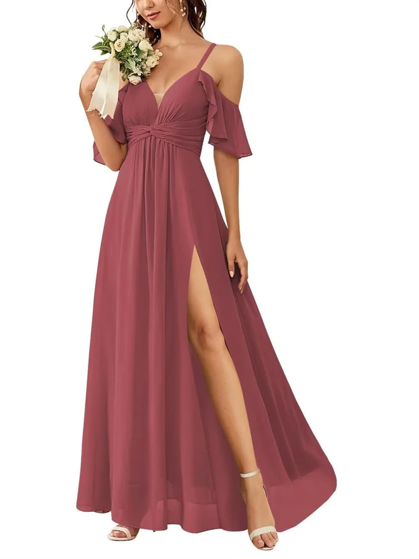 A-Line/Princess Off-the-Shoulder Floor-Length Bridesmaid Dresses - Image 19