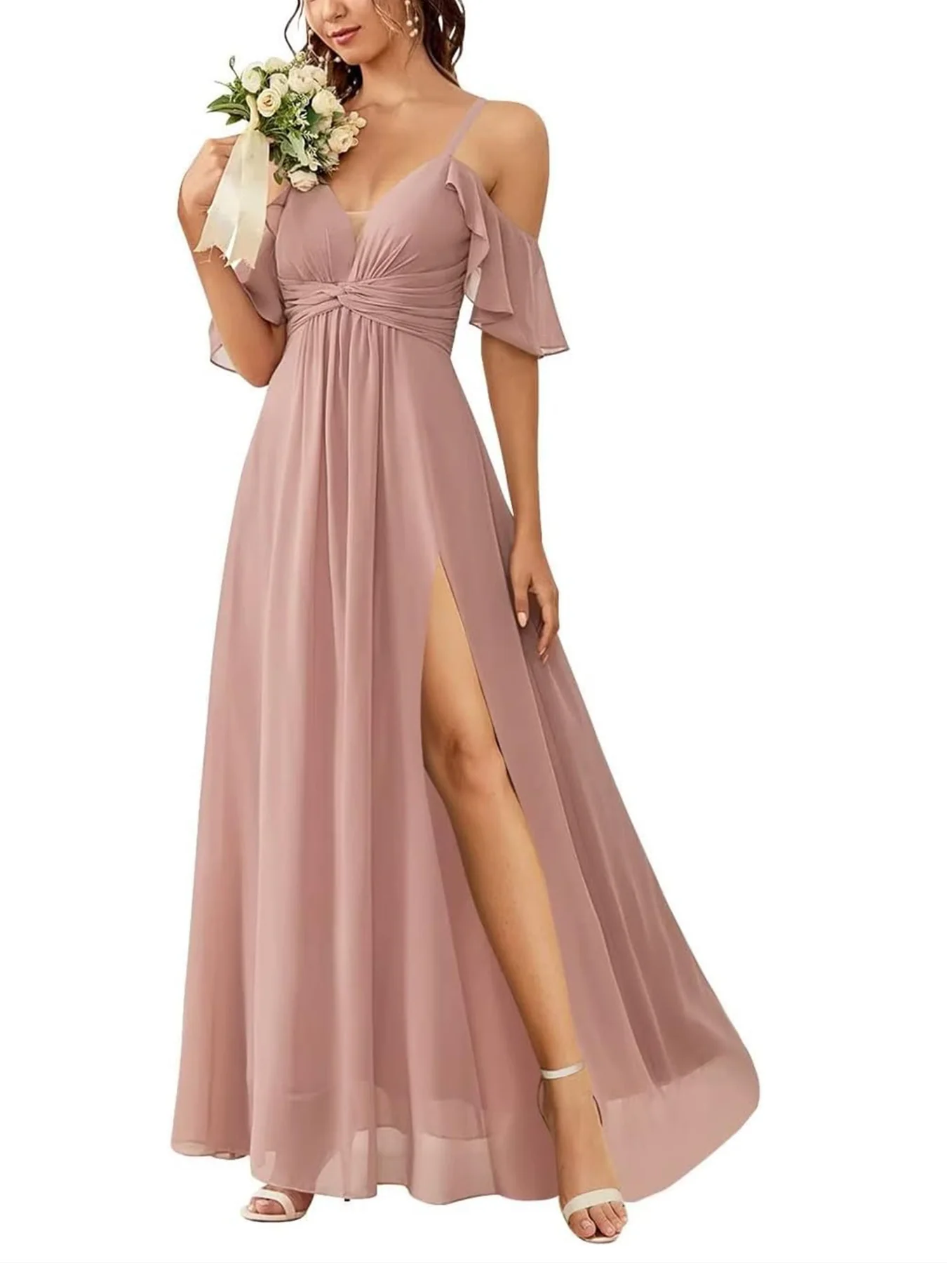 A-Line/Princess Off-the-Shoulder Floor-Length Bridesmaid Dresses - Image 2