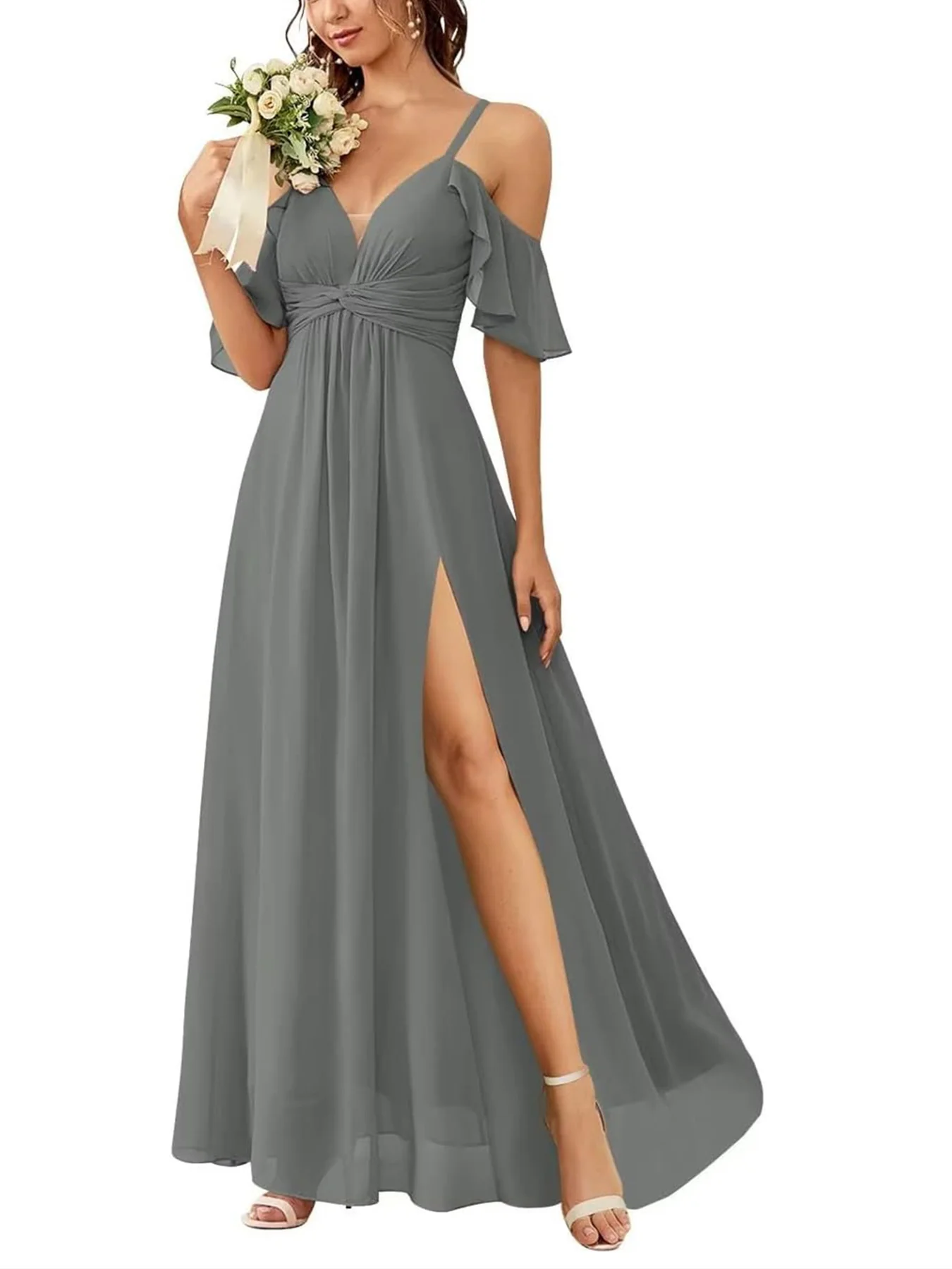 A-Line/Princess Off-the-Shoulder Floor-Length Bridesmaid Dresses - Image 20
