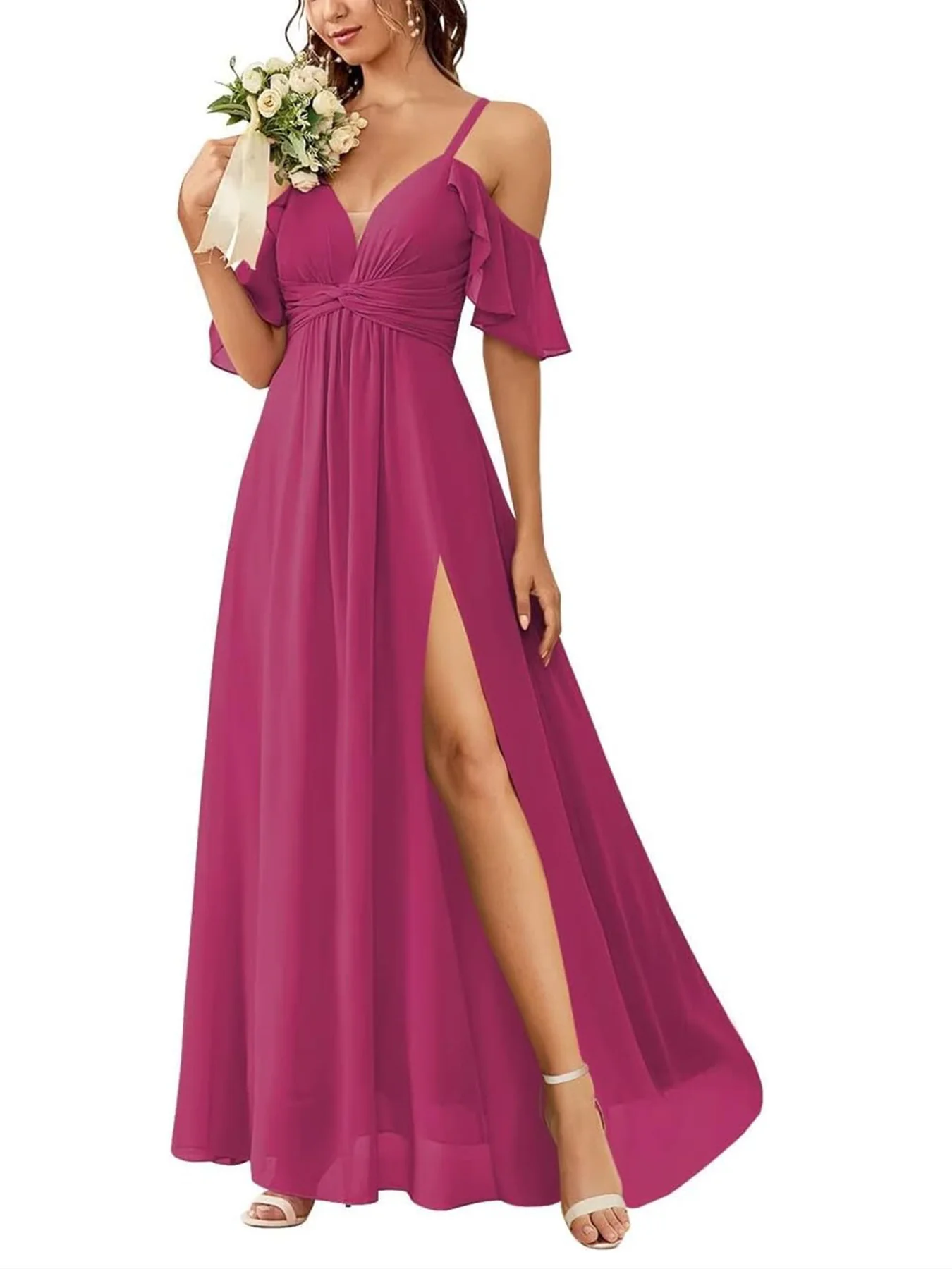 A-Line/Princess Off-the-Shoulder Floor-Length Bridesmaid Dresses - Image 21