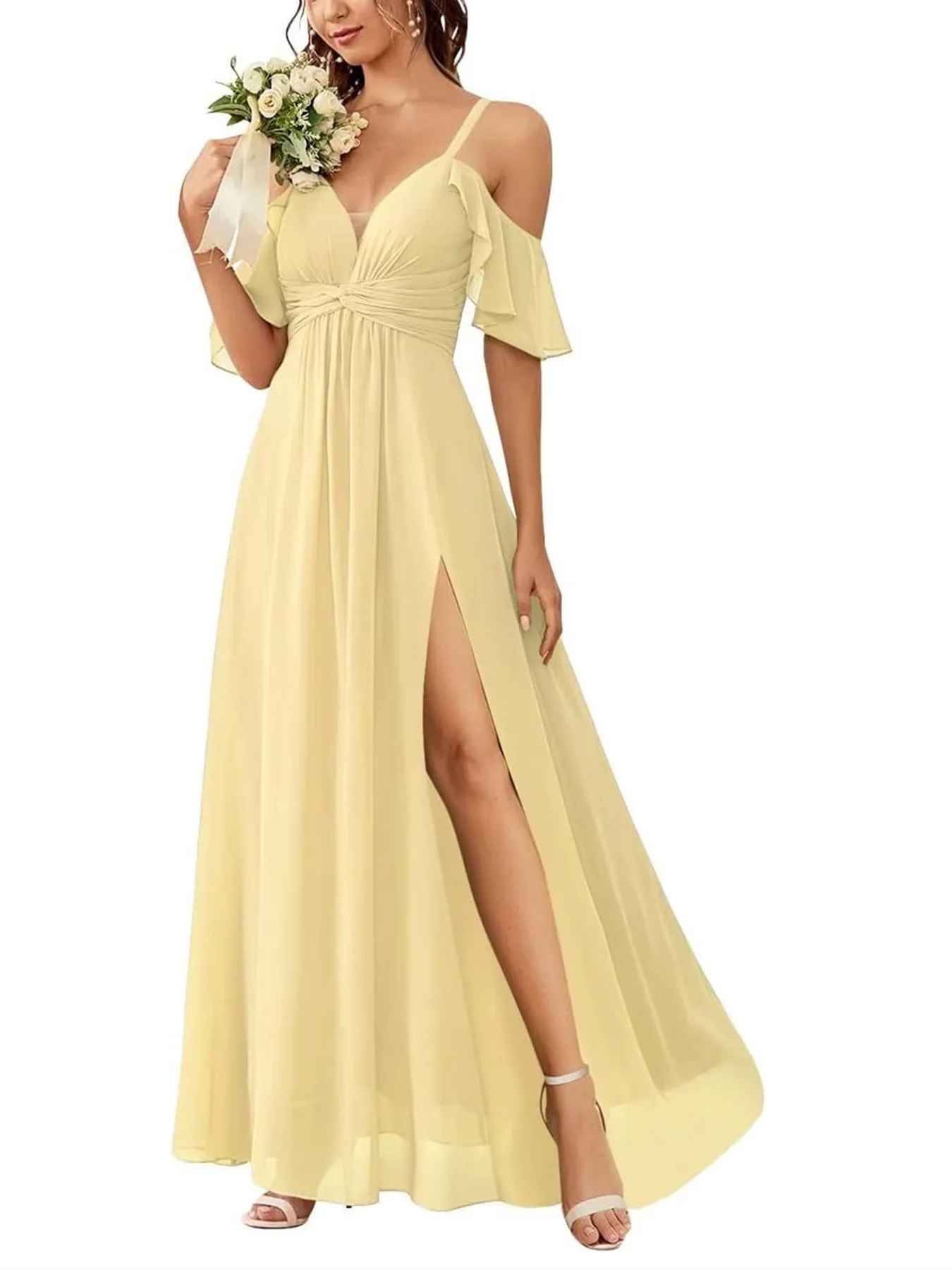 A-Line/Princess Off-the-Shoulder Floor-Length Bridesmaid Dresses - Image 26