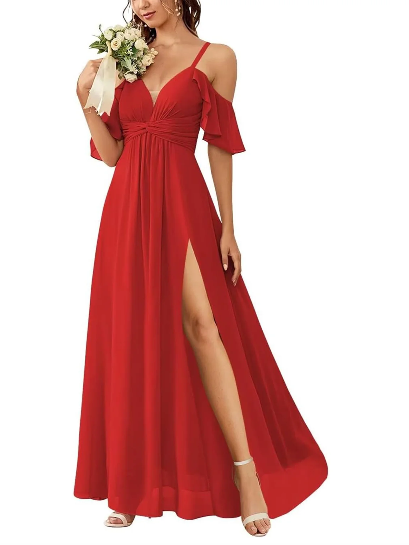 A-Line/Princess Off-the-Shoulder Floor-Length Bridesmaid Dresses - Image 27