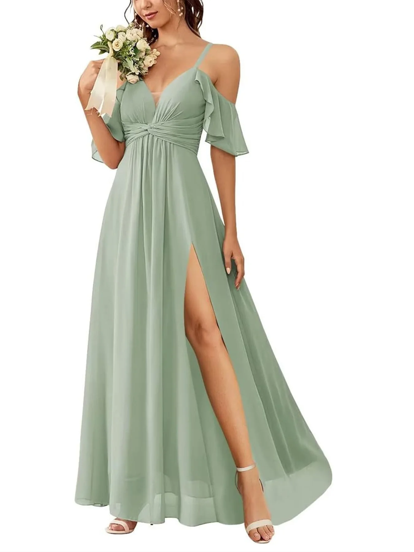 A-Line/Princess Off-the-Shoulder Floor-Length Bridesmaid Dresses - Image 3