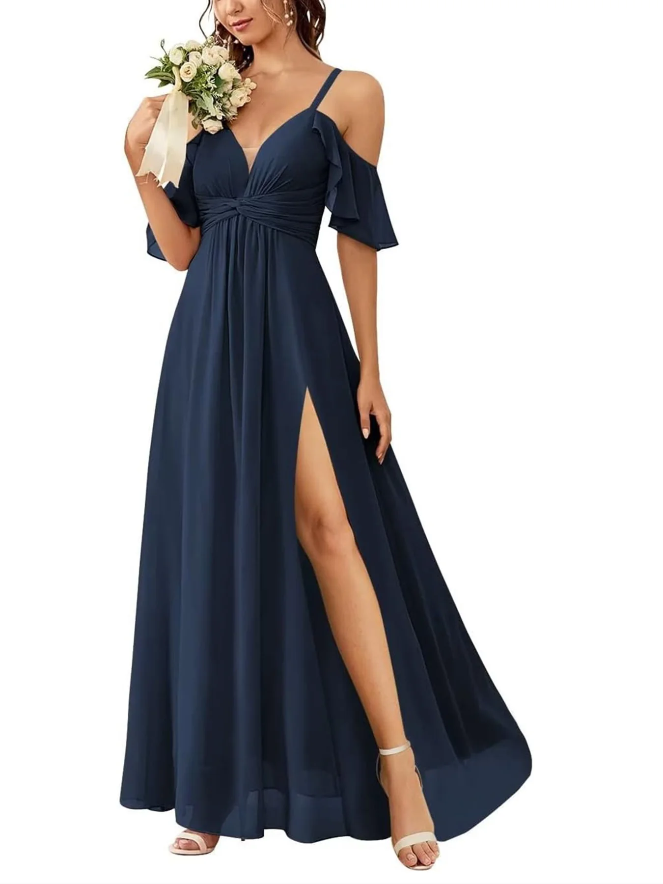 A-Line/Princess Off-the-Shoulder Floor-Length Bridesmaid Dresses - Image 32