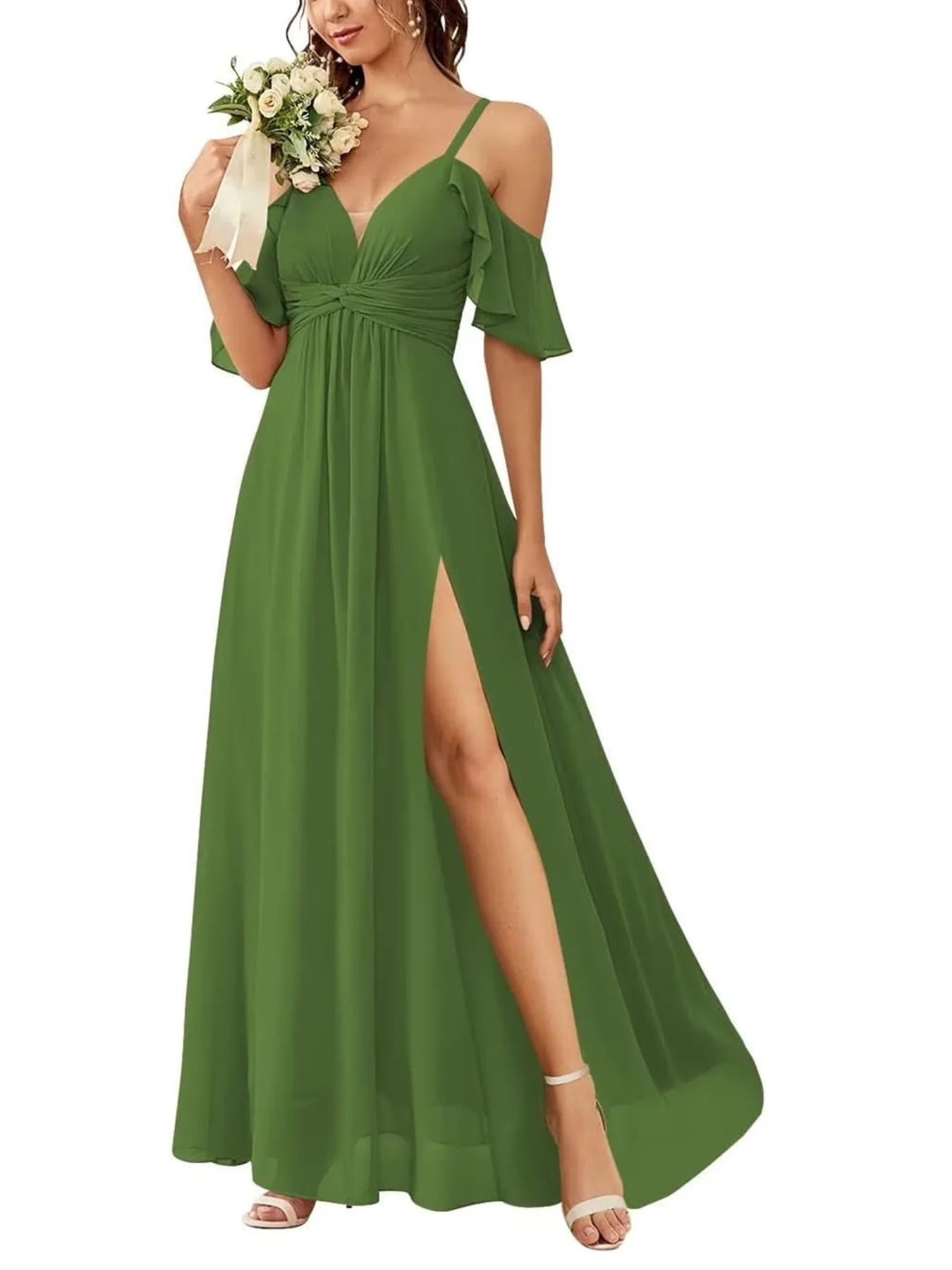 A-Line/Princess Off-the-Shoulder Floor-Length Bridesmaid Dresses - Image 35
