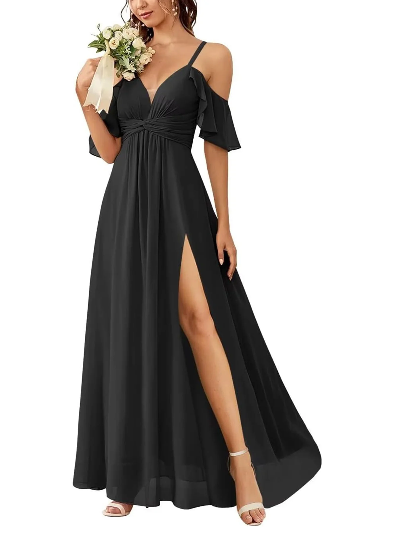A-Line/Princess Off-the-Shoulder Floor-Length Bridesmaid Dresses - Image 38