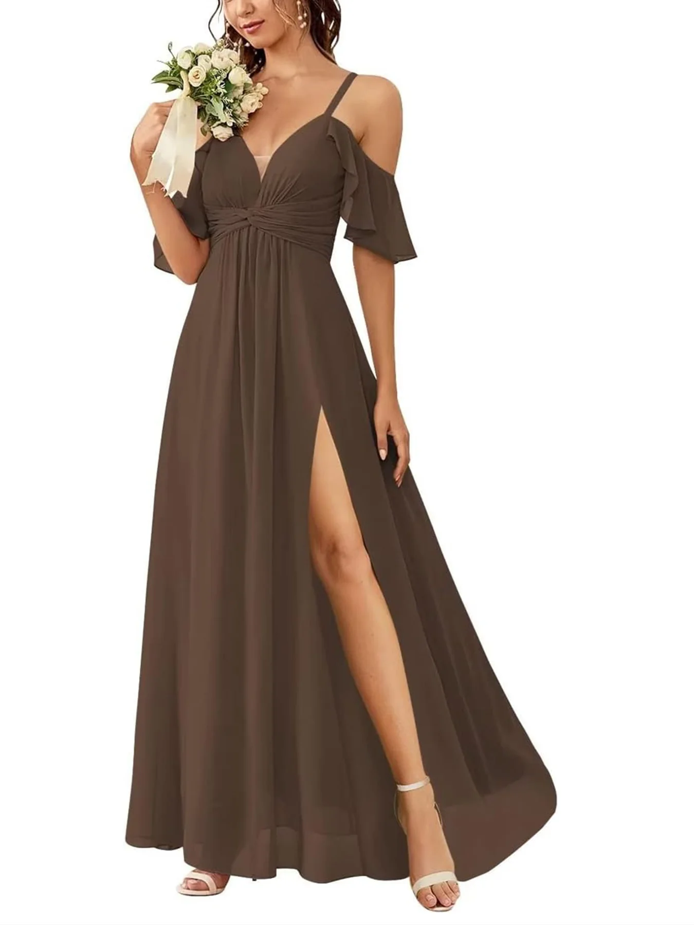 A-Line/Princess Off-the-Shoulder Floor-Length Bridesmaid Dresses - Image 39