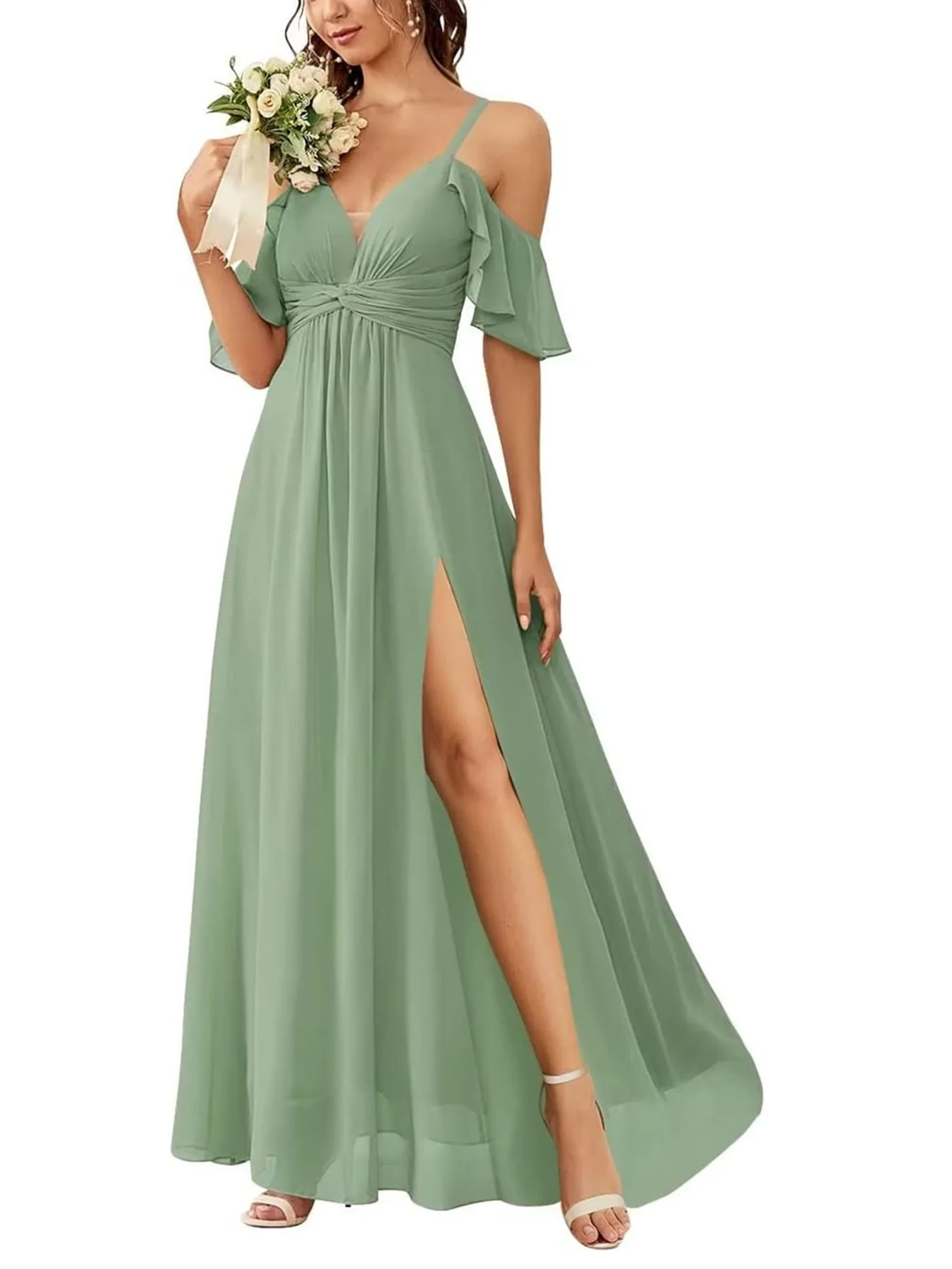 A-Line/Princess Off-the-Shoulder Floor-Length Bridesmaid Dresses - Image 41