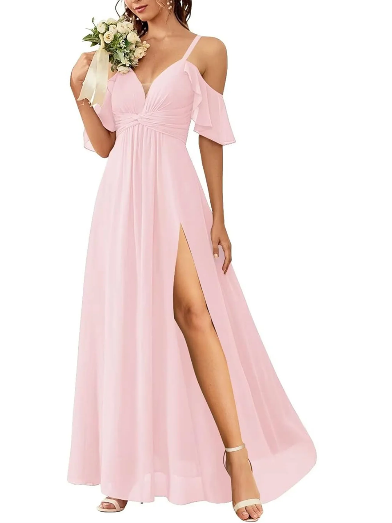 A-Line/Princess Off-the-Shoulder Floor-Length Bridesmaid Dresses - Image 42