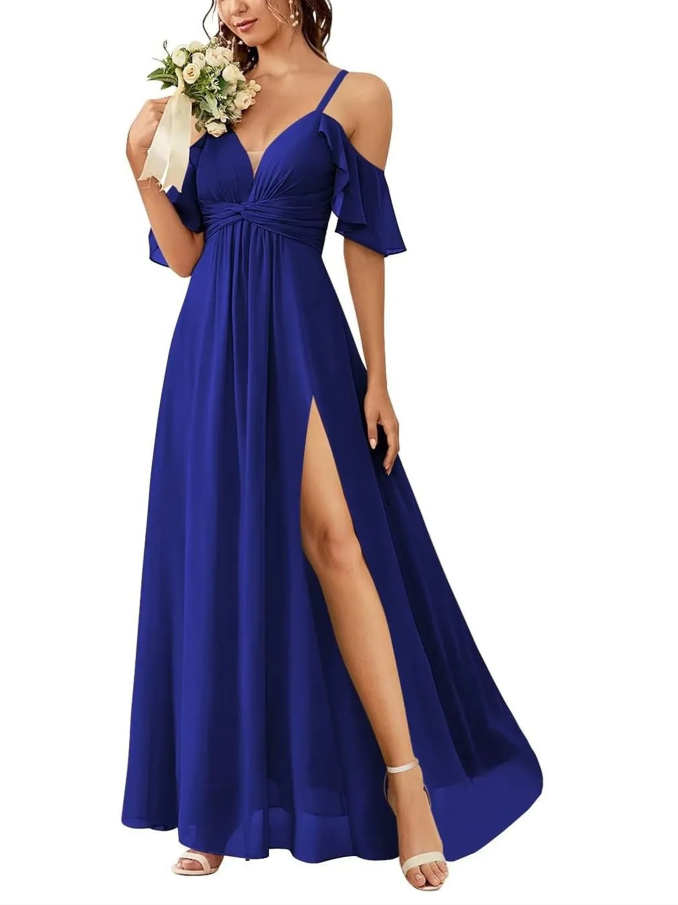 A-Line/Princess Off-the-Shoulder Floor-Length Bridesmaid Dresses - Image 45