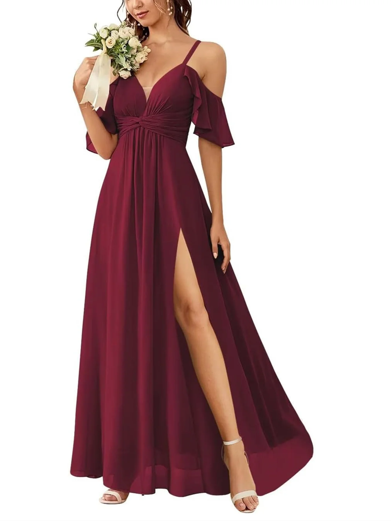 A-Line/Princess Off-the-Shoulder Floor-Length Bridesmaid Dresses - Image 6