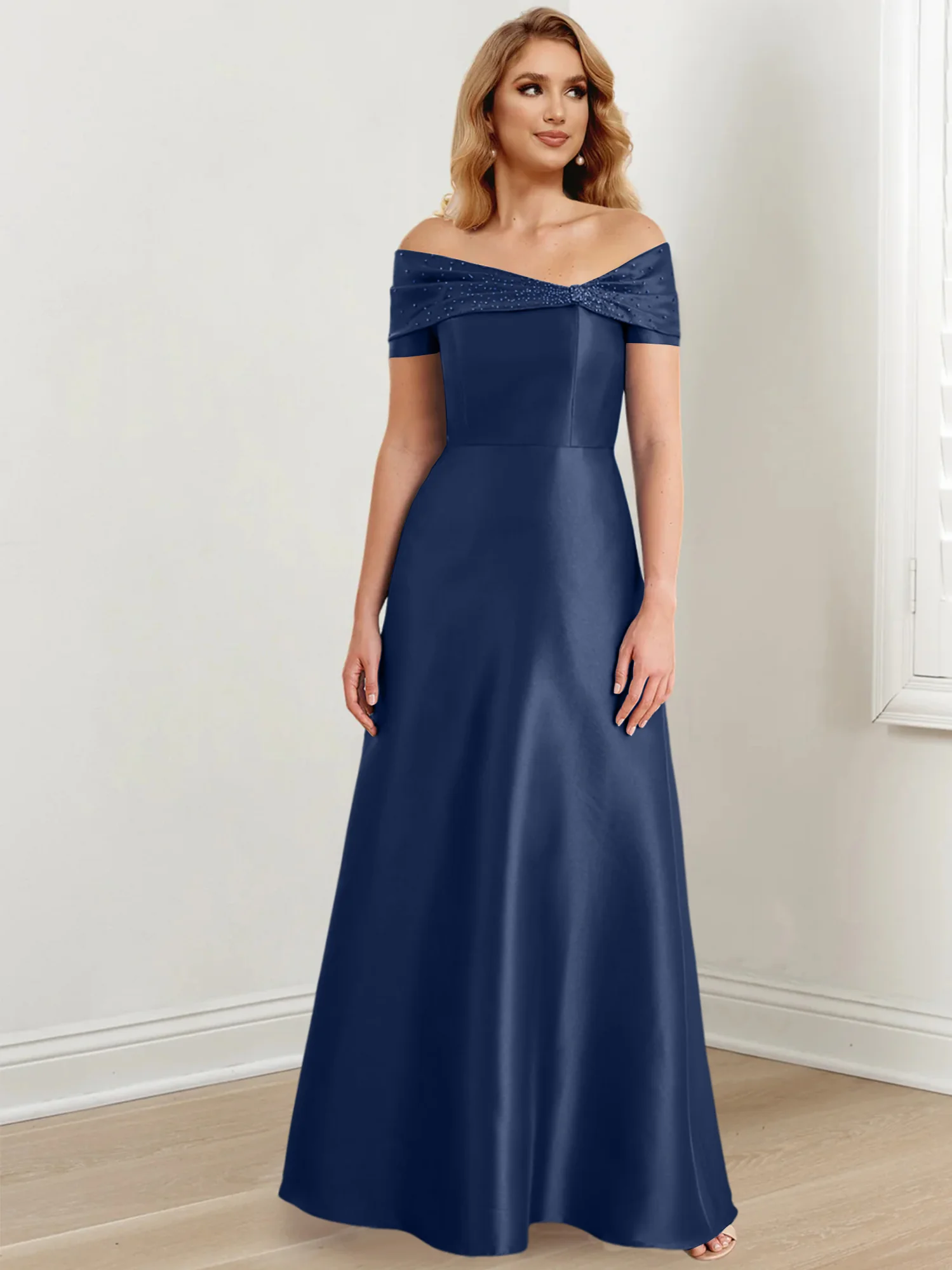 A-Line/Princess Off-the-Shoulder Floor-Length Mother of the Bride Dresses - Image 43