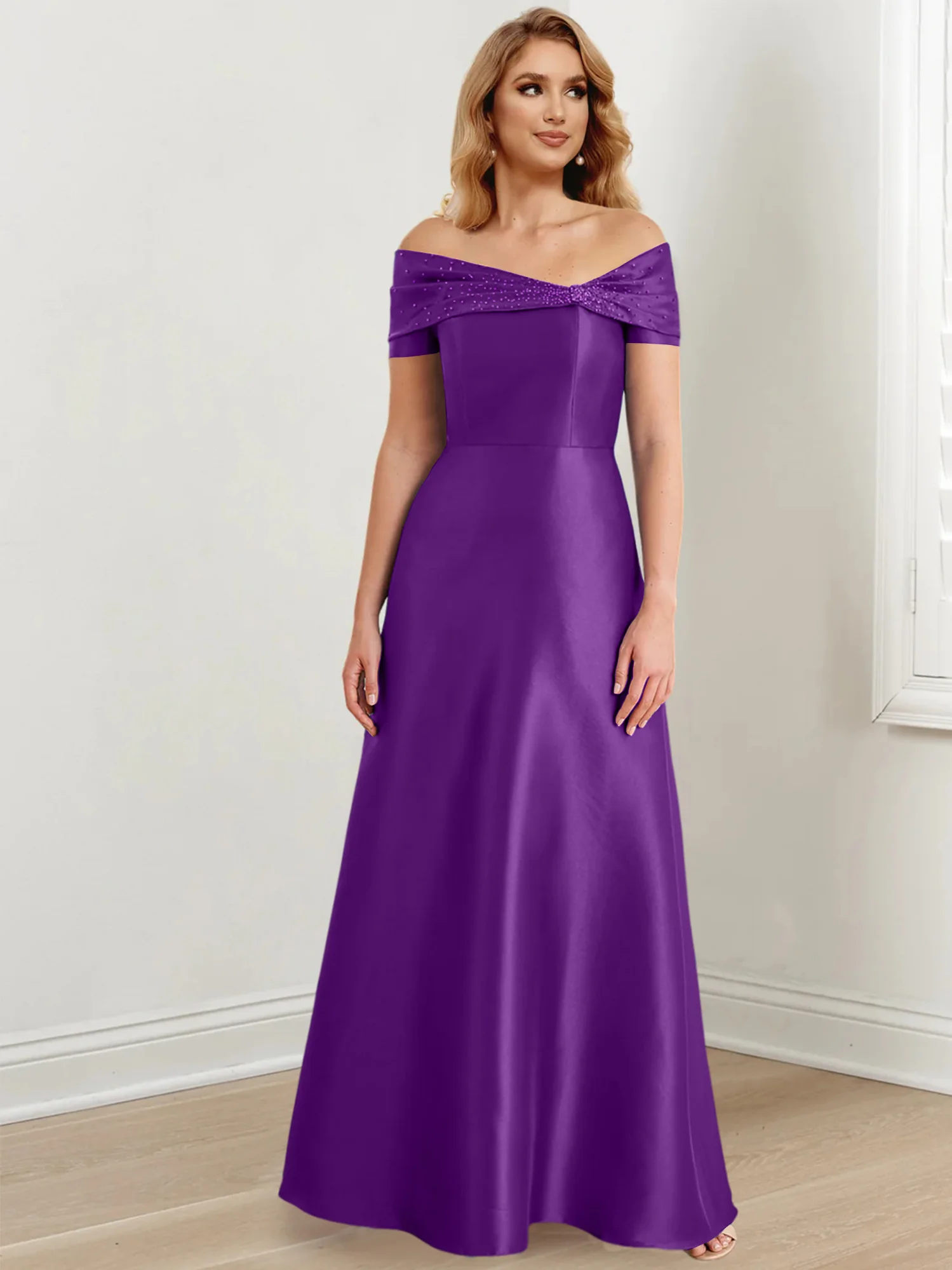 A-Line/Princess Off-the-Shoulder Floor-Length Mother of the Bride Dresses - Image 53