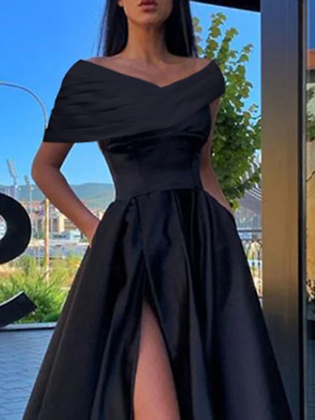 A-Line/Princess Off-the-Shoulder Evening Dresses Floor-length Prom Party Dress - Image 3