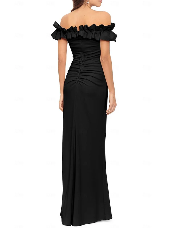 A-Line/Princess Off-the-Shoulder Floor-Length Wedding Guest Dresses - Image 2