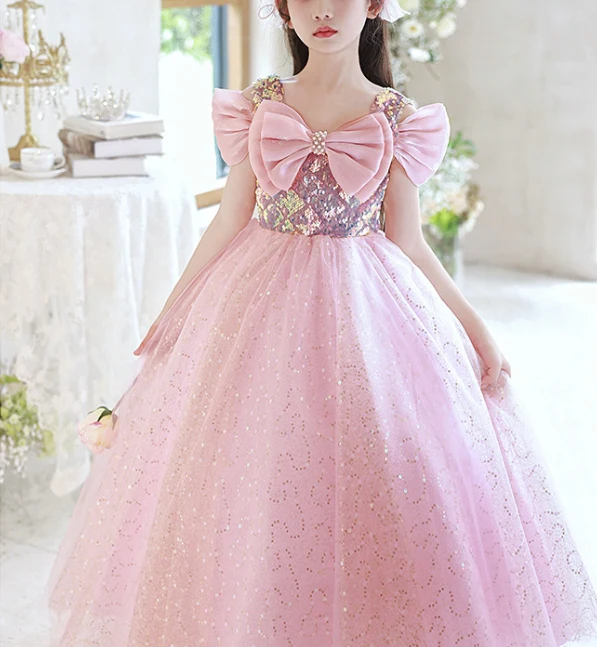 A-Line/Princess Off-the-Shoulder Flower Girl Party Dress with Bow - Image 2