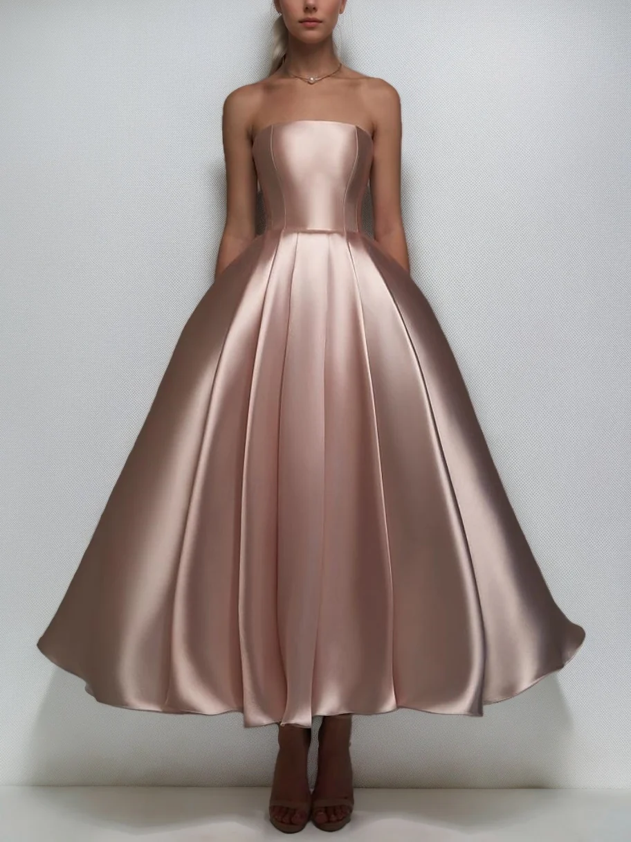 A-Line/Princess Off-the-Shoulder Sleeveless Ankle-Length Cocktail Dresses with Lace-up & Detachable Shawl - Image 4