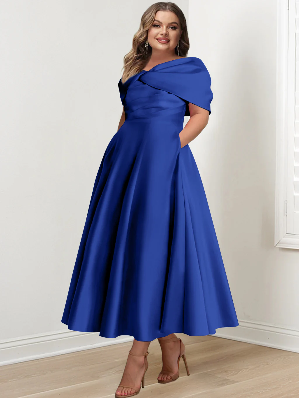 A-Line/Princess Off-The-Shoulder Sleeveless Ankle-Length Plus Size Mother Of The Bride Dresses With Ruffles & Bowknot - Image 58