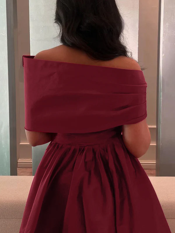 A-Line/Princess Off-the-shoulder Evening Dresses Sleeveless Floor Length Satin Formal Party Dresses - Image 2