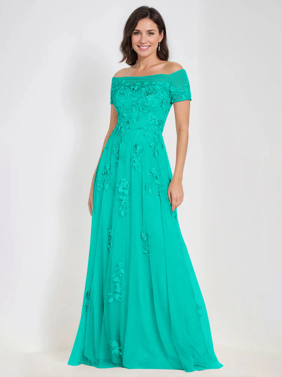 A-Line Off-the-Shoulder Sleeveless Mother Of The Bride & Groom Dresses with Appliques - Image 68