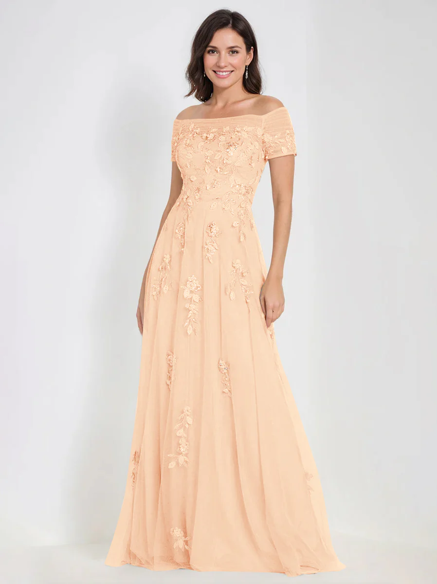 A-Line Off-the-Shoulder Sleeveless Mother Of The Bride & Groom Dresses with Appliques - Image 7