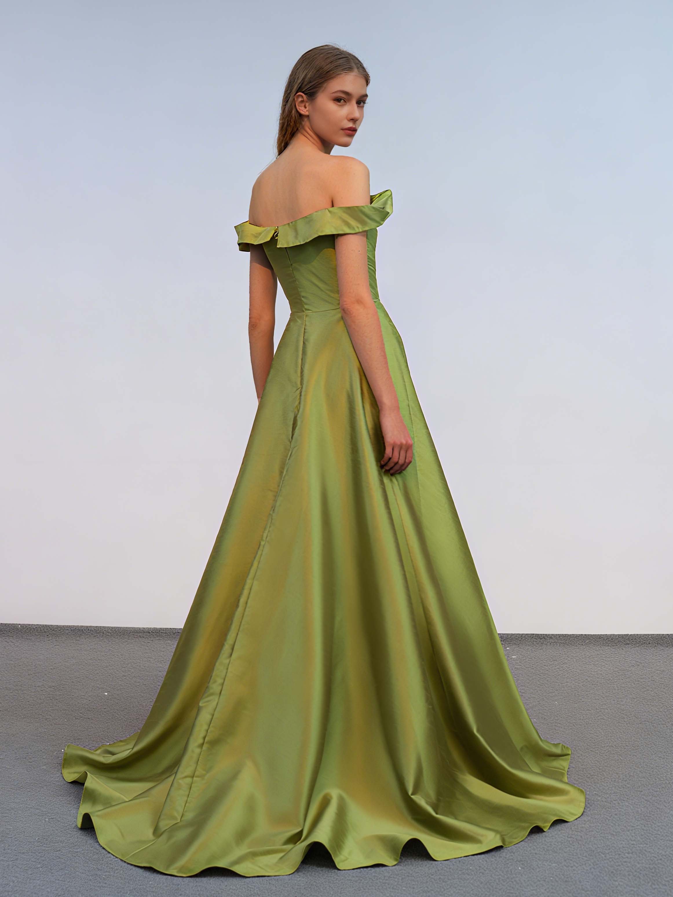 A-Line/Princess Off-the-shoulder Sleeveless Ruched Floor-Length Evening Dresses - Image 2