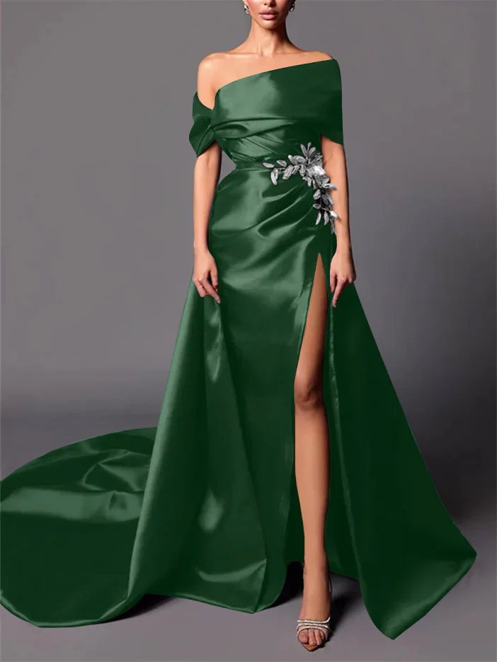 A-Line/Princess Off-the-Shoulder Sweep Train Evening Dresses - Image 10