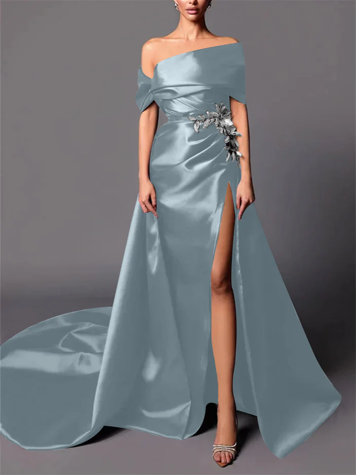 A-Line/Princess Off-the-Shoulder Sweep Train Evening Dresses - Image 6